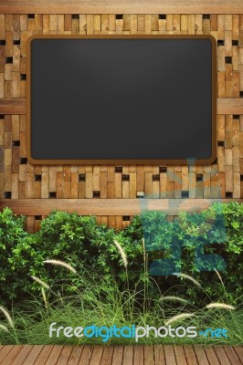 Blackboard With Wooden Frame Stock Photo