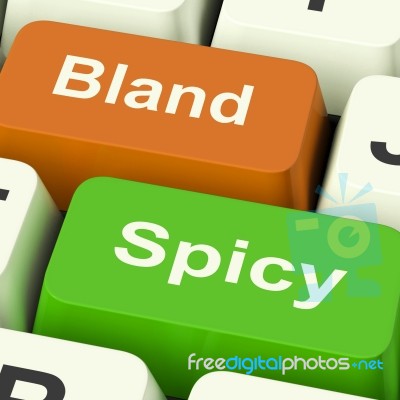 Bland Spicy Keys Shows Plain Hot Cooking Flavours Stock Image