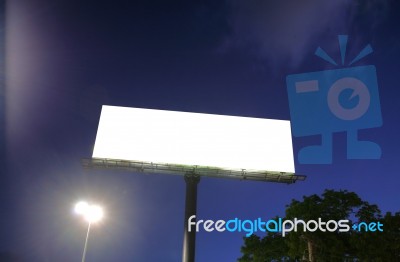 Blank Billboard In A Blue Sky Stock Photo