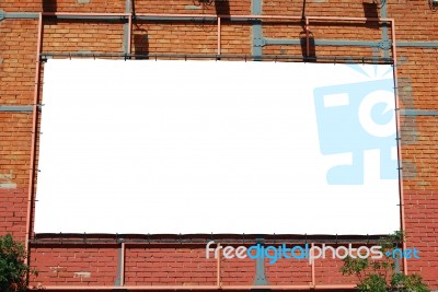 Blank Billboard On A Brick Building Stock Photo