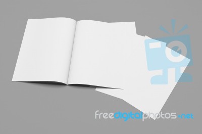 Blank Book And Paper Sheets Stock Image