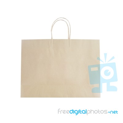 Blank Brown Paper Bag Isolated On White Background Stock Photo