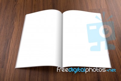 Blank Catalog, Magazines,book Mock Up On Wood Background Stock Photo