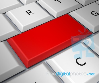 Blank Computer Keyboard Key Shows Red Empty Copyspace Online Stock Image