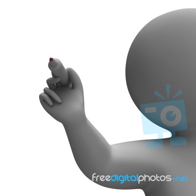 Blank Copyspace With 3d Character Writing Stock Image