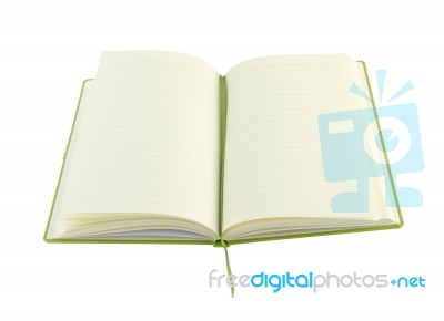 Blank Line Notebook Opened On White Background Stock Photo