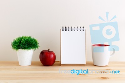 Blank Notepad With Coffee Mug Stock Photo