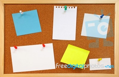 Blank Notes With Push Pins Stock Photo