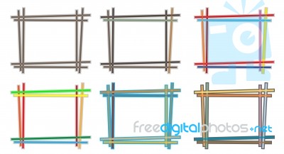 Blank  Picture Frame, Color Wood Set Isolated Stock Photo