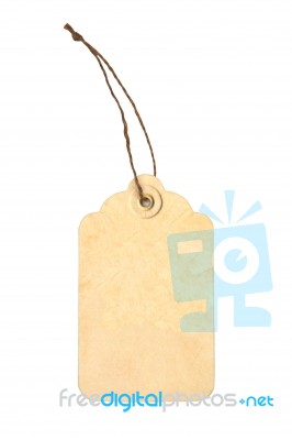 Blank Tag Tied With Brown String Stock Photo