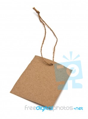 Blank Tag Tied With Brown String Stock Photo