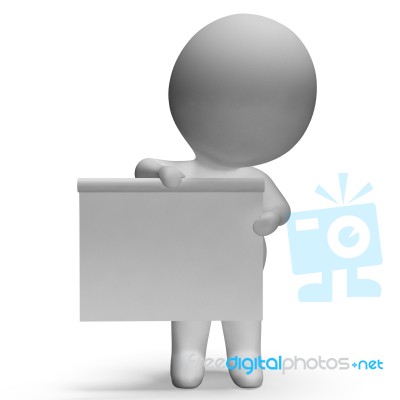 Blank White Board With Copyspace Includes 3d Character Stock Image