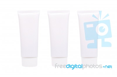 Blank White Cosmetic Tube Pack Of Cream Or Gel Isolated On White… Stock Photo