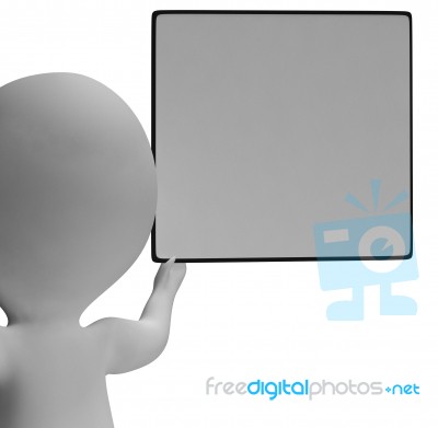 Blank White Sign With Copyspace Being Held By 3d Character Stock Image