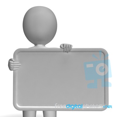 Blank White Sign With Copyspace Including 3d Character Stock Image