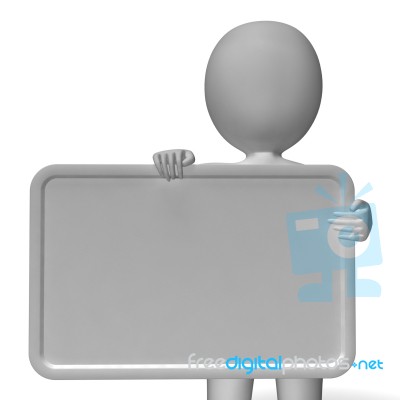 Blank White Signboard With Copyspace Including 3d Character Stock Image