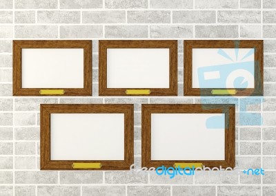 Blank Wooden Frames On Wall Stock Image