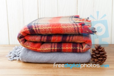 Blanket And Scarft For Winter Stock Photo