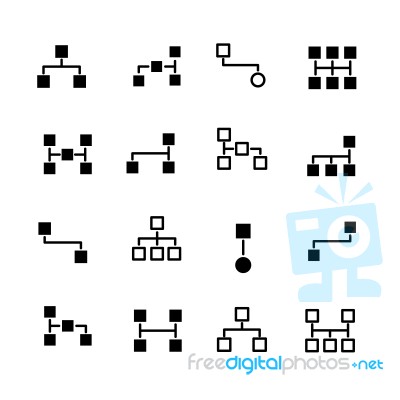 Block Schemes Icon Set On White Background Stock Image