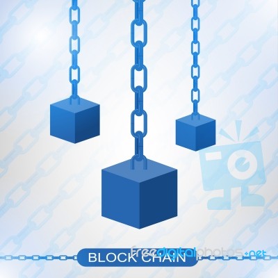 Blockchain Technology Concept. Cubic Nodes Connected By Chain Stock Image