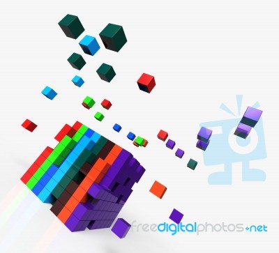 Blocks Scattered Shows Action And Solutions Stock Image