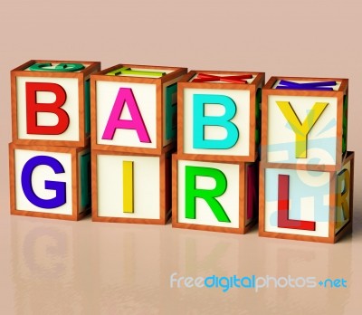 Blocks With Baby Girl Text Stock Image