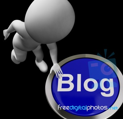 Blog Button Means Information Or Expressing Thoughts Online Stock Image