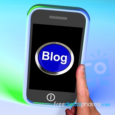 Blog Button On Mobile Screen Stock Image