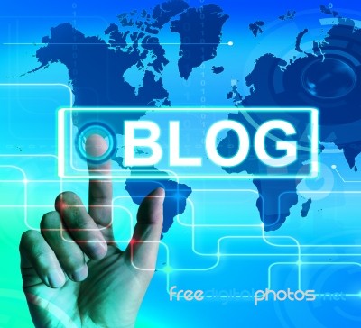 Blog Map Displays International Or Worldwide Blogging Stock Image