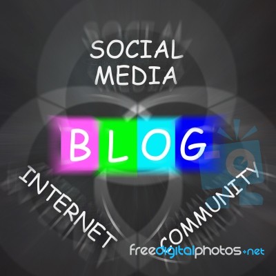 Blog Means Online Journal Or Social Media Displays Internet Comm… Stock Image