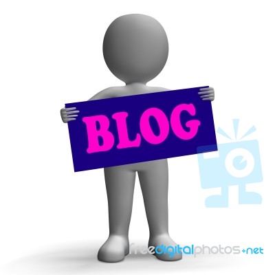 Blog Sign Character Shows Blogging And Social Media Stock Image