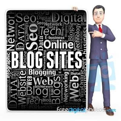 Blog Sites Shows Board Online And Website 3d Rendering Stock Image