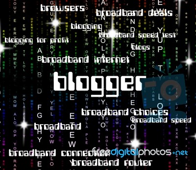 Blogger Word Represents Websites Web And Website Stock Image