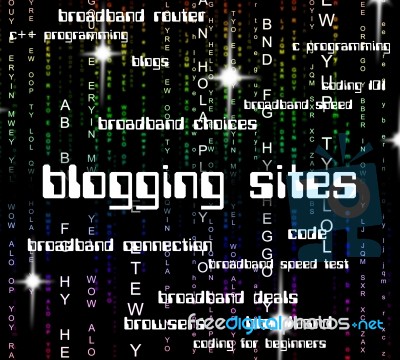 Blogging Sites Means Online Weblog And Word Stock Image