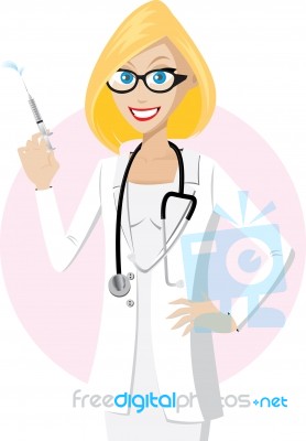 Blonde Doctor With Syringe Stock Image