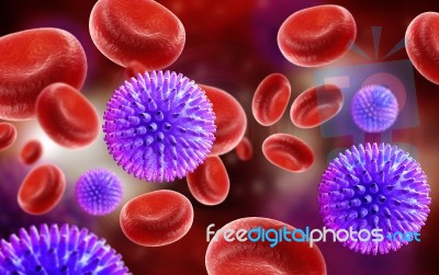 Blood Cell And Swine Influenza Virus Stock Image