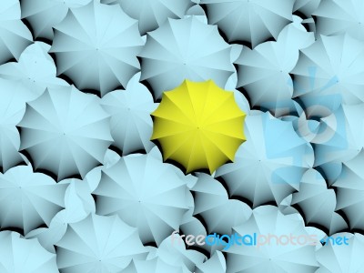 Blue And Yellow Umbrellas Stock Image