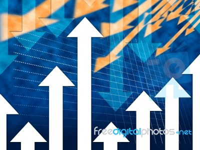 Blue Arrows Background Means Increase Decrease Higher Lower
 Stock Image