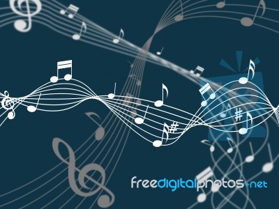 Blue Background Means Musical Note And Backgrounds Stock Image