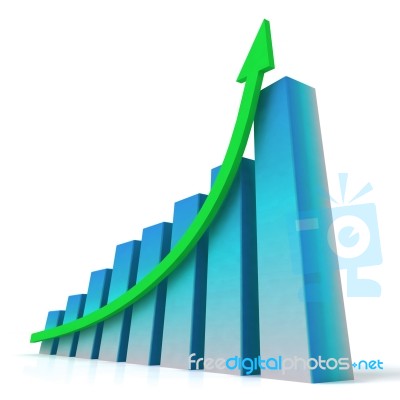 Blue Bar Chart Shows Increased Profit Stock Image