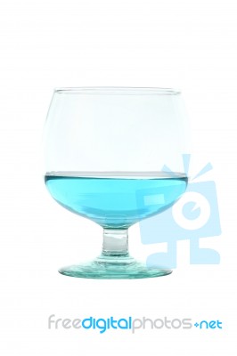 Blue Beverage Drinking Glass On White Background Stock Photo