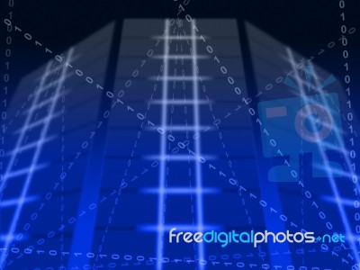 Blue Binary Circuit Background Means Digital Communication Or Cy… Stock Image