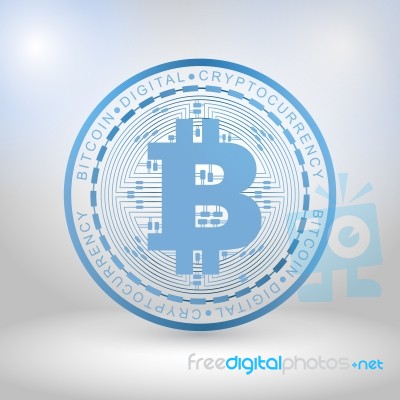 Blue Bitcoin Digital Currency Stock Image