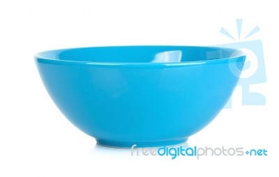 Blue Bowl Isolated On The White Background Stock Photo