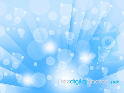 Blue Bubbles Background Means Glowing Circles And Beams Stock Image