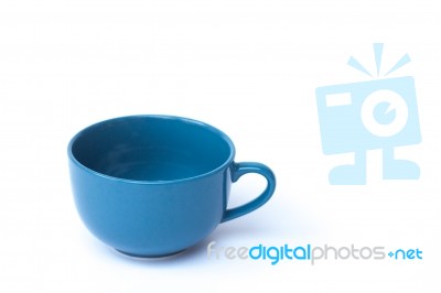 Blue Ceramic Bowl On White Background Stock Photo