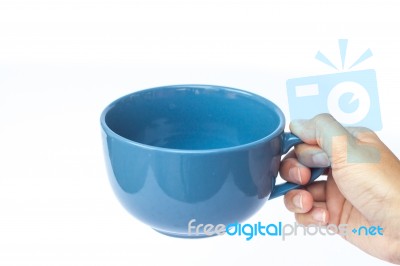 Blue Ceramic Bowl On White Background Stock Photo