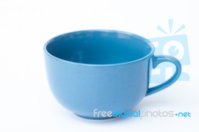 Blue Ceramic Bowl On White Background Stock Photo