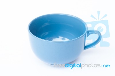 Blue Ceramic Bowl On White Background Stock Photo