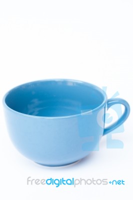 Blue Ceramic Bowl On White Background Stock Photo